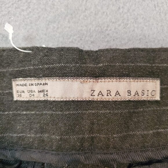 Zara Basic Women Pants Size 4 Gray with Silver Striped Business Casual High Rise - Picture 5 of 12